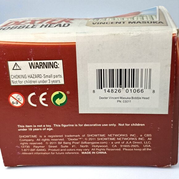 Dexter Vincent Masuka Bobble Head 2010 In Box Bif Bang POW - Picture 15 of 16